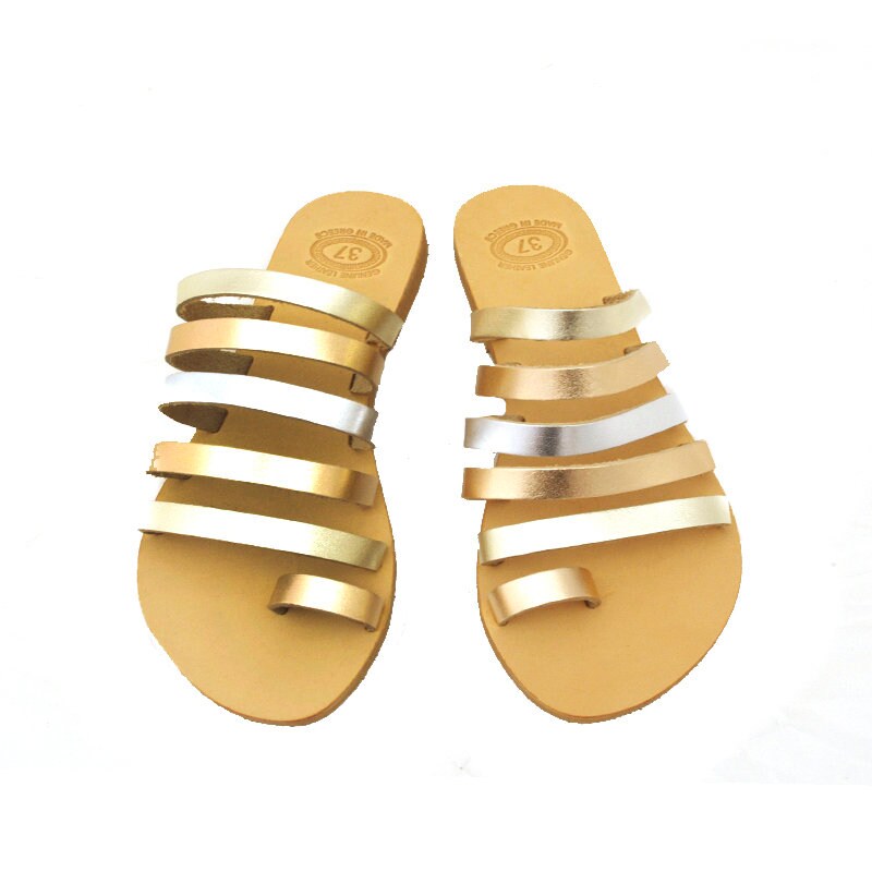 Gold sandals, Strappy sandals, Greek leather sandals, Bridal sandals, Toe ring, Summer leather 