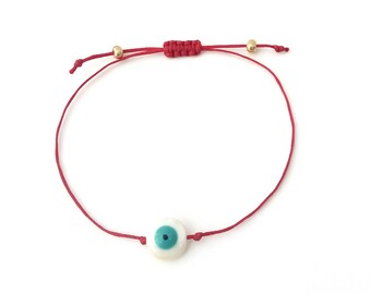 Evil eye Red bracelet, Red string with evil eye, Greek March protection bracelet, Spring bracelet, Martis bracelet, Adjustable bracelet