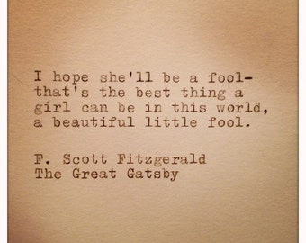 The Great Gatsby Quote Typed On Typewriter Etsy