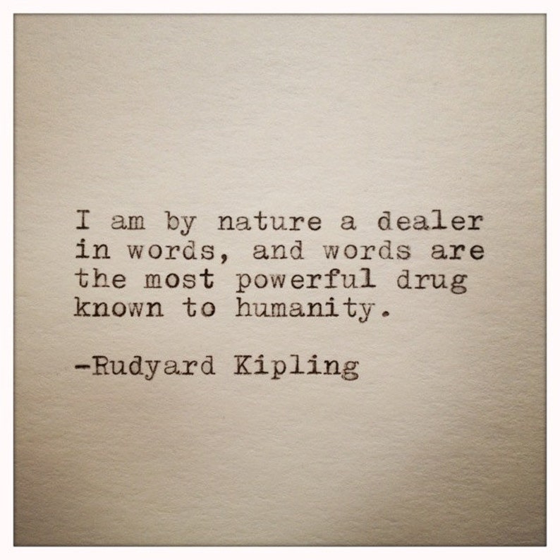 Rudyard Kipling Quote Typed on Typewriter Etsy