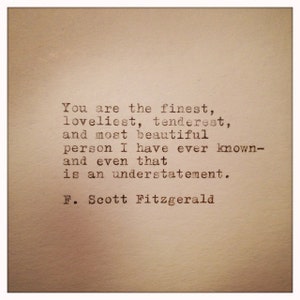 F. Scott Fitzgerald Love Quote Handtyped on Vinatge Typewriter