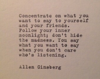 Allen Ginsberg Quote Typed on Typewriter