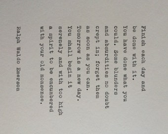 Ralph Waldo Emerson Quote / Typewriter Quote / Handtyped