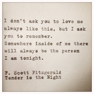 F. Scott Fitzgerald Love Quote Made On Typewriter