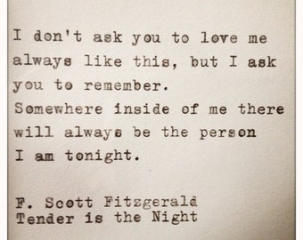 F. Scott Fitzgerald Love Quote Made On Typewriter