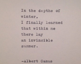 Albert Camus Handtyped Quote