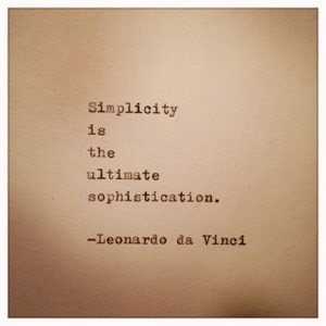 Leonardo da Vinci Quote Typed on Typewriter