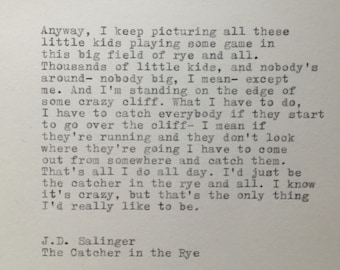 The Catcher in the Rye Quote Typed on Typewriter