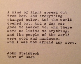 East of Eden Quote Typed on Typewriter