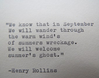 Autumn Quote by Henry Rollins handtyped on typewriter / typewriter quote