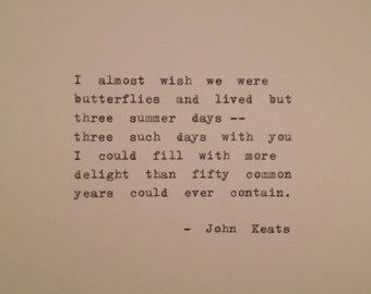 John Keats Quote Typed on Typewriter / typewriter poem / typewriter quote