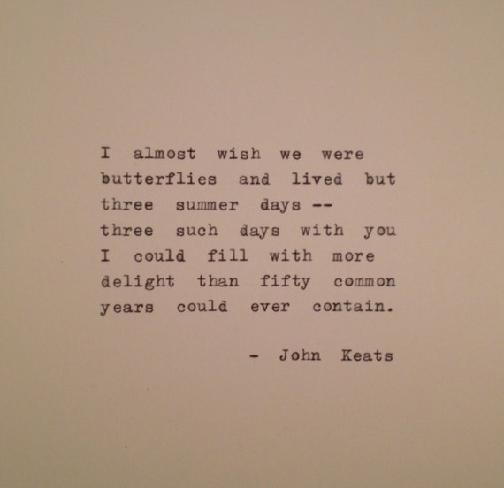 John Keats Quote Typed On Typewriter Typewriter Poem Etsy