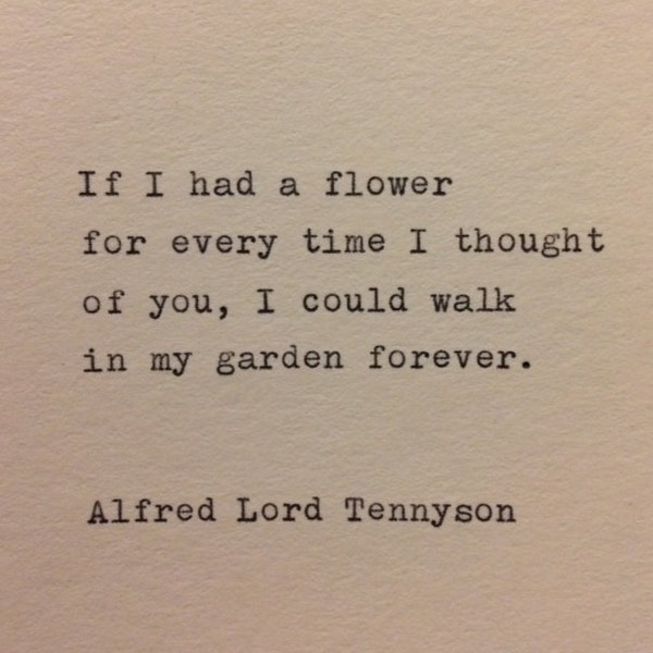Alfred Lord Tennyson Love Quote Made on Typewriter, typewriter quote
