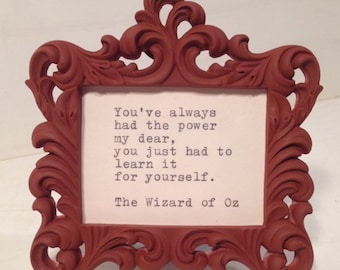 Wizard of Oz Quote hand Typed on Typewriter & Framed / typewriter quote