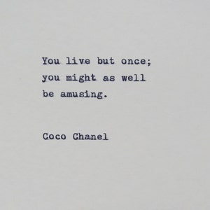 Coco Chanel Quote Typed on Typewriter on Cardstock