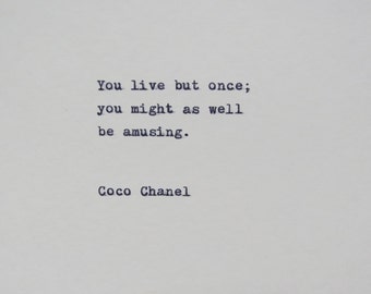 Coco Chanel Quote Typed on Typewriter on Cardstock