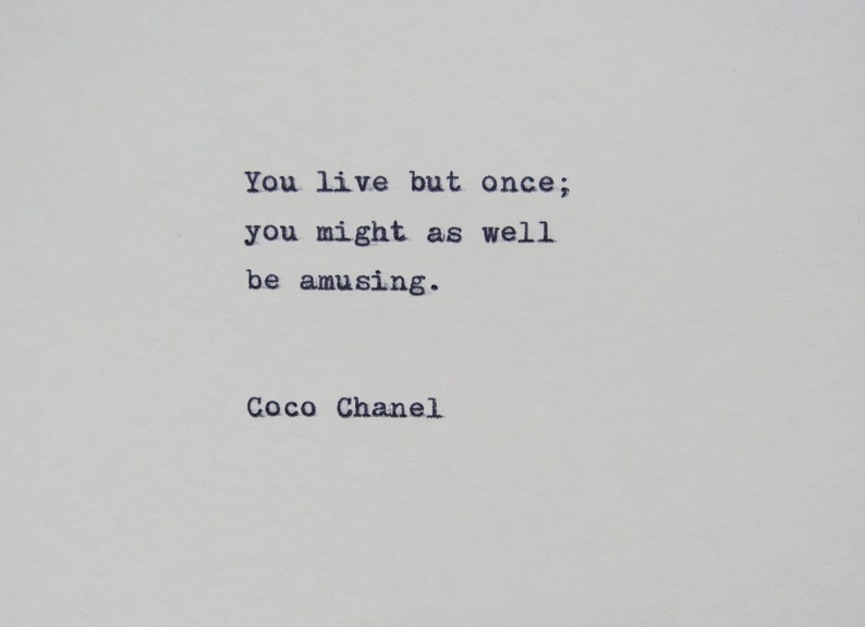 Coco Chanel Quote Typed on Typewriter on Cardstock image 1