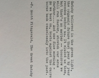 F. Scott Fitzgerald Great Gatsby Quote Hand Typed on Typewriter / Typewriter Quote