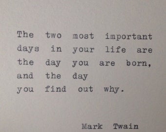 Mark Twain Quote Hand Typed on Typewriter