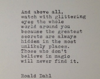Roald Dahl Quote Typed on Typewriter