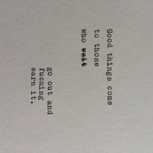 Hand Typed Quote On Vinatge Typewriter