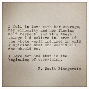 F. Scott Fitzgerald Typewriter Quote on LOVE / handtyped quote / typewriter quote