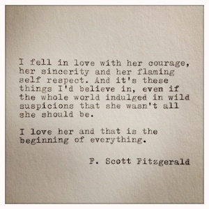 F. Scott Fitzgerald Typewriter Quote on LOVE / handtyped quote / typewriter quote
