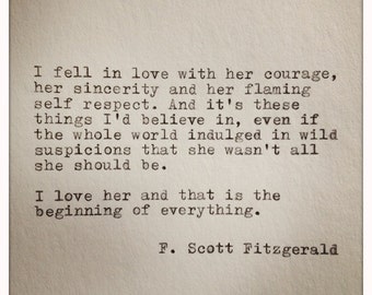 F. Scott Fitzgerald Typewriter Quote on LOVE / handtyped quote / typewriter quote