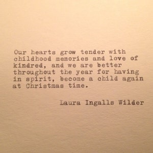 Laura Ingalls Wilder Christmas Quote Typed on Typewriter image 1