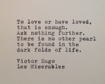 Les Miserables Quote Typed on Typewriter onto Cardstck