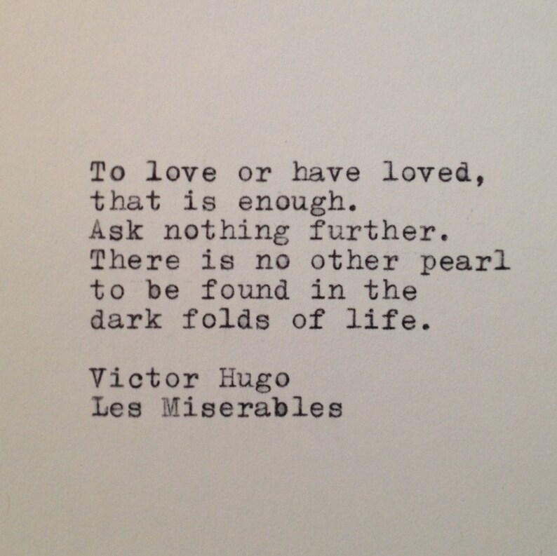 Les Miserables Quote Typed on Typewriter onto Cardstck image 1