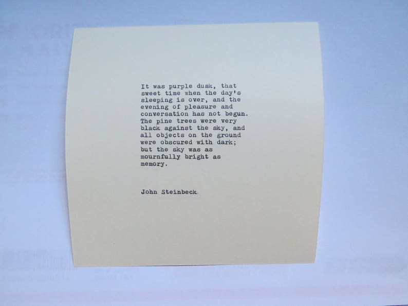 John Steinbeck Tortilla Flat Typewriter Quote / Quote Typed on Typewriter image 2