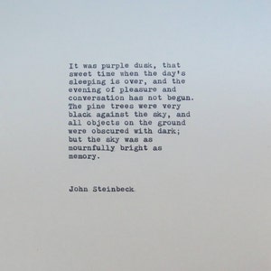 John Steinbeck Tortilla Flat Typewriter Quote / Quote Typed on Typewriter image 1