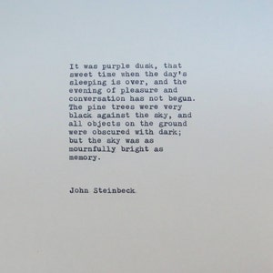 John Steinbeck Tortilla Flat Typewriter Quote / Quote Typed on Typewriter