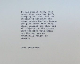 John Steinbeck Tortilla Flat Typewriter Quote / Quote Typed on Typewriter