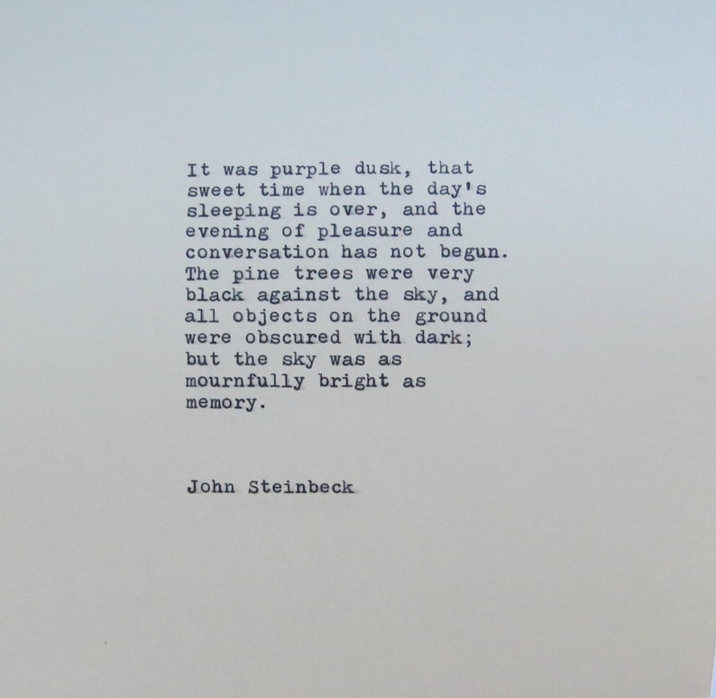 John Steinbeck Tortilla Flat Typewriter Quote / Quote Typed on Typewriter image 1