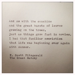 The Great Gatsby Quote Typed on Typewriter