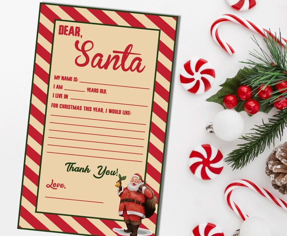 Letter to Santa Printable PDF Download - Etsy