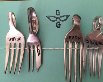 Set of 4 Silver Plated Fork Cheese Markers