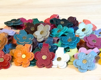 PEBBLED Leather Mini Flower made from Portland Leather Goods Materials