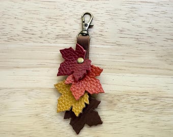 4 Leaf Flair Sunshine, Mondelo Brandy, Koi, Chili Red Fall Leaves Portland Leather Goods Zipper Pull Keychain Purse Charm