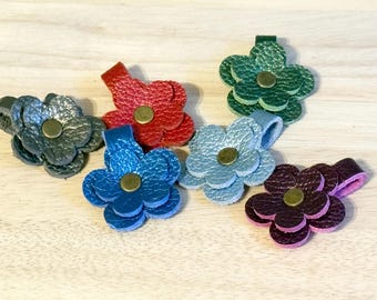 METALLIC Leather Mini Flower made from Portland Leather Goods Materials
