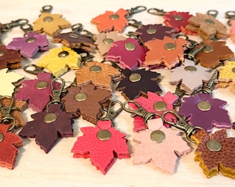 Maple Leaf Zipper Pull Nature Fall Flair made from Portland Leather Goods Leather