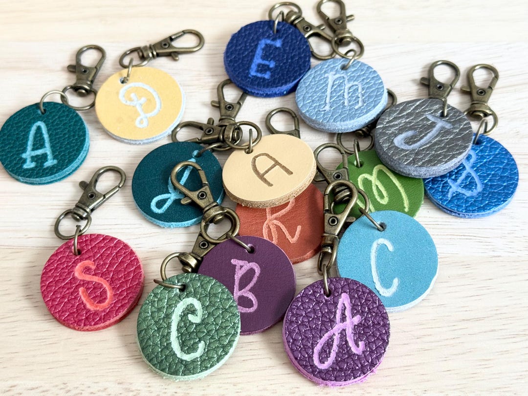 Engraved Portland Leather Goods Initial Monogram Zipper Pull