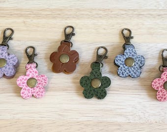 TWO-TONED and TEXTURED Zipper Pull Flower Portland Leather Goods Zipper Pull Keychain