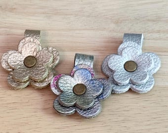 LIMITED EDITION Unicorn Colors Aurora, Lucent, Moonbeam Leather Mini Flower made from Portland Leather Goods Materials