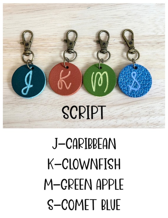 Engraved Portland Leather Goods Initial Monogram Zipper Pull