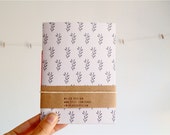 Hand Stitched Mini Journal with Botanical Illustration in Black and White, Pocket Notebook Minimalist