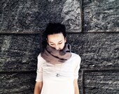 Linen Scarf Hand Printed Brown Wrap Eco-friendly Scarf