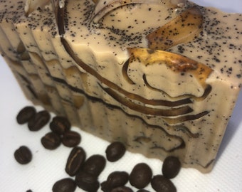 Handgefertigte Kaffeeseife, Ziegenmilchseife. Arganöl, Kaffeebohnen